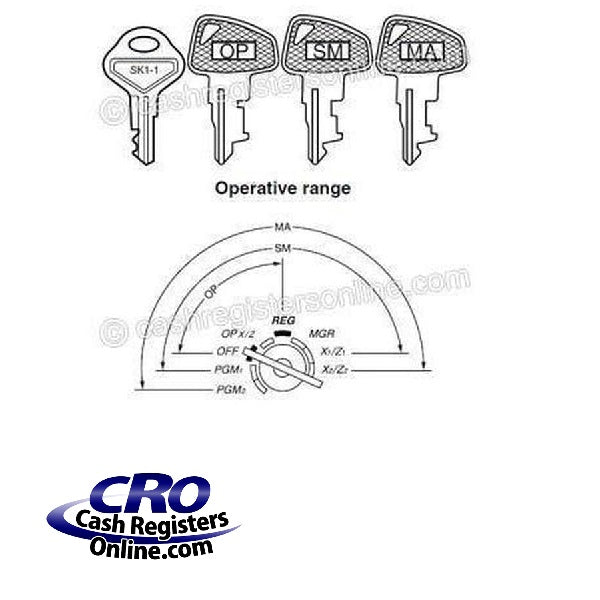 Sharp Register Key Sharp Cash Register Keys - ER-A and UP Models - OP, SM, MA, SRV, Drwer ...