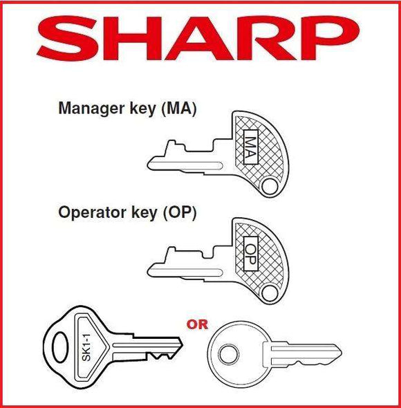 Sharp Cash Register Key Set - XE-A Model Registers - OP, MA, Drawer