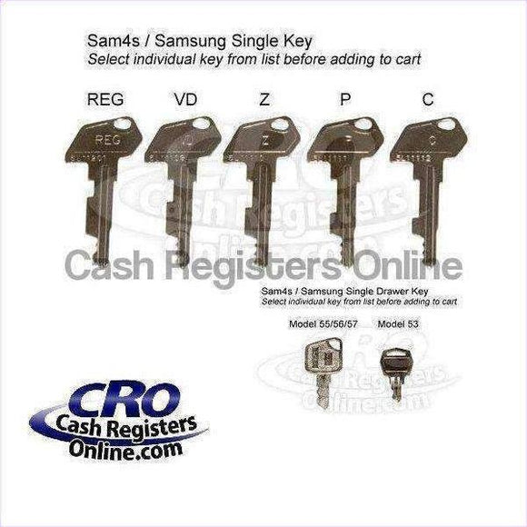 SAM4s and Samsung Cash Register Keys - Single Key - Cash Registers Online